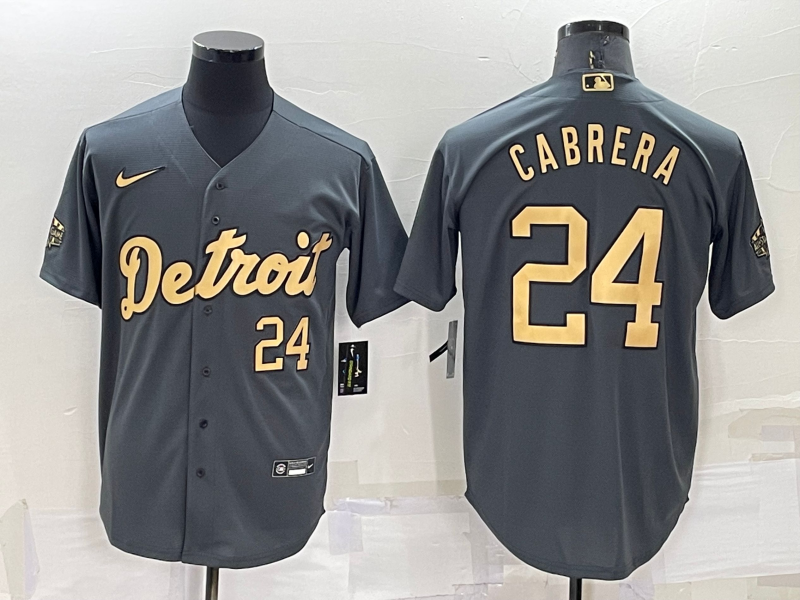 Men's Detroit Tigers Miguel Cabrera #24 Gray Stitched Jersey